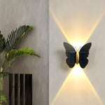 applique murale papillon led solaire moderne noire dorée extérieure adhésive on off