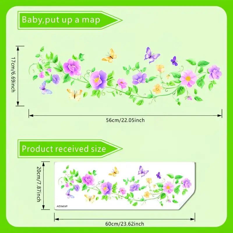 stickers muraux multicolores fleurs papillons champignons illustration intérieure amovibles autoadhésifs decoration maison