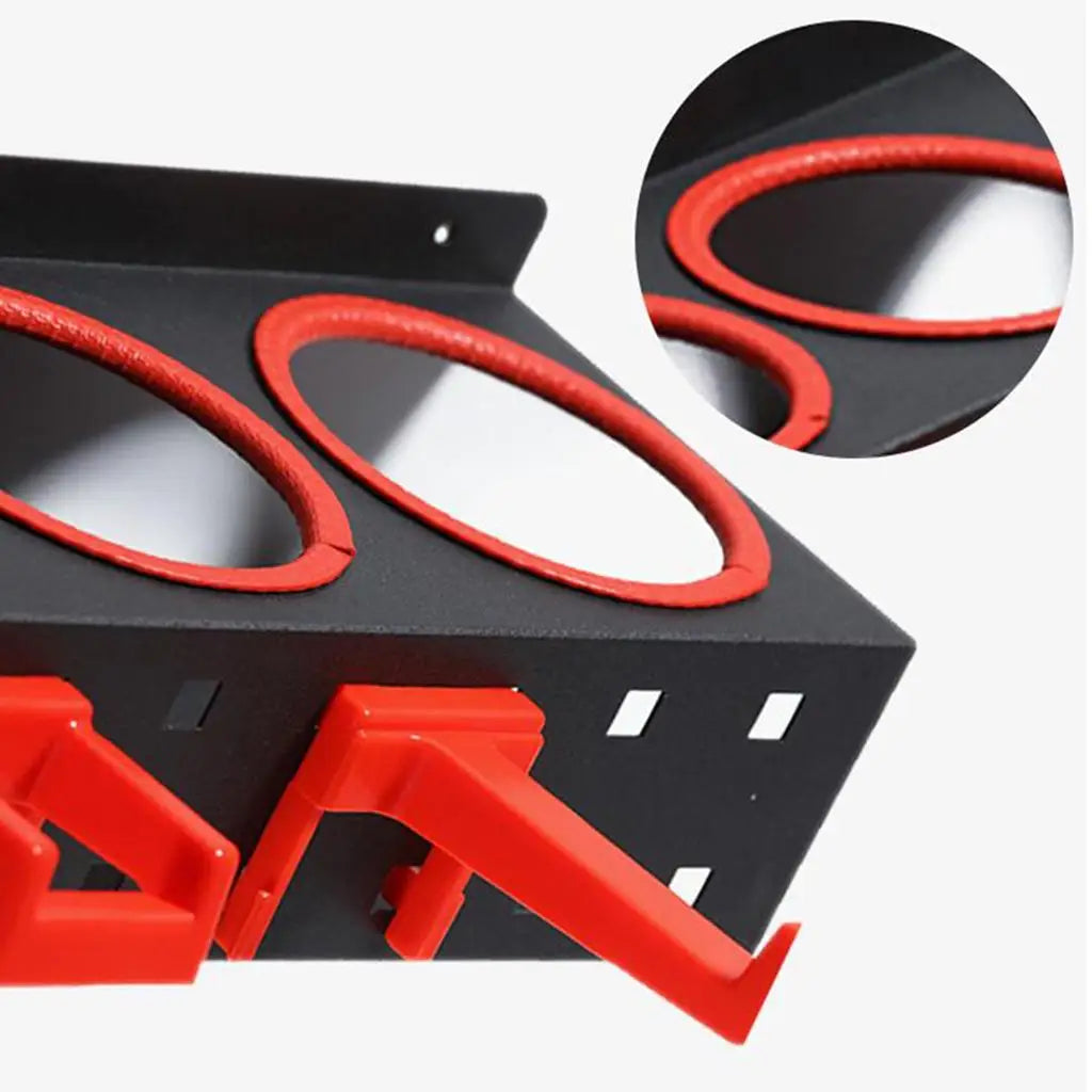 support mural bouteilles nettoyant noir rouge clips organisation garage pratique fonctionnel