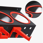support mural bouteilles nettoyant noir rouge clips organisation garage pratique fonctionnel