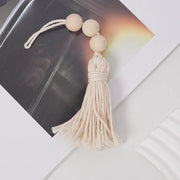 décoration murale bohème bois fil tressé pompon chambre enfant crème naturelle