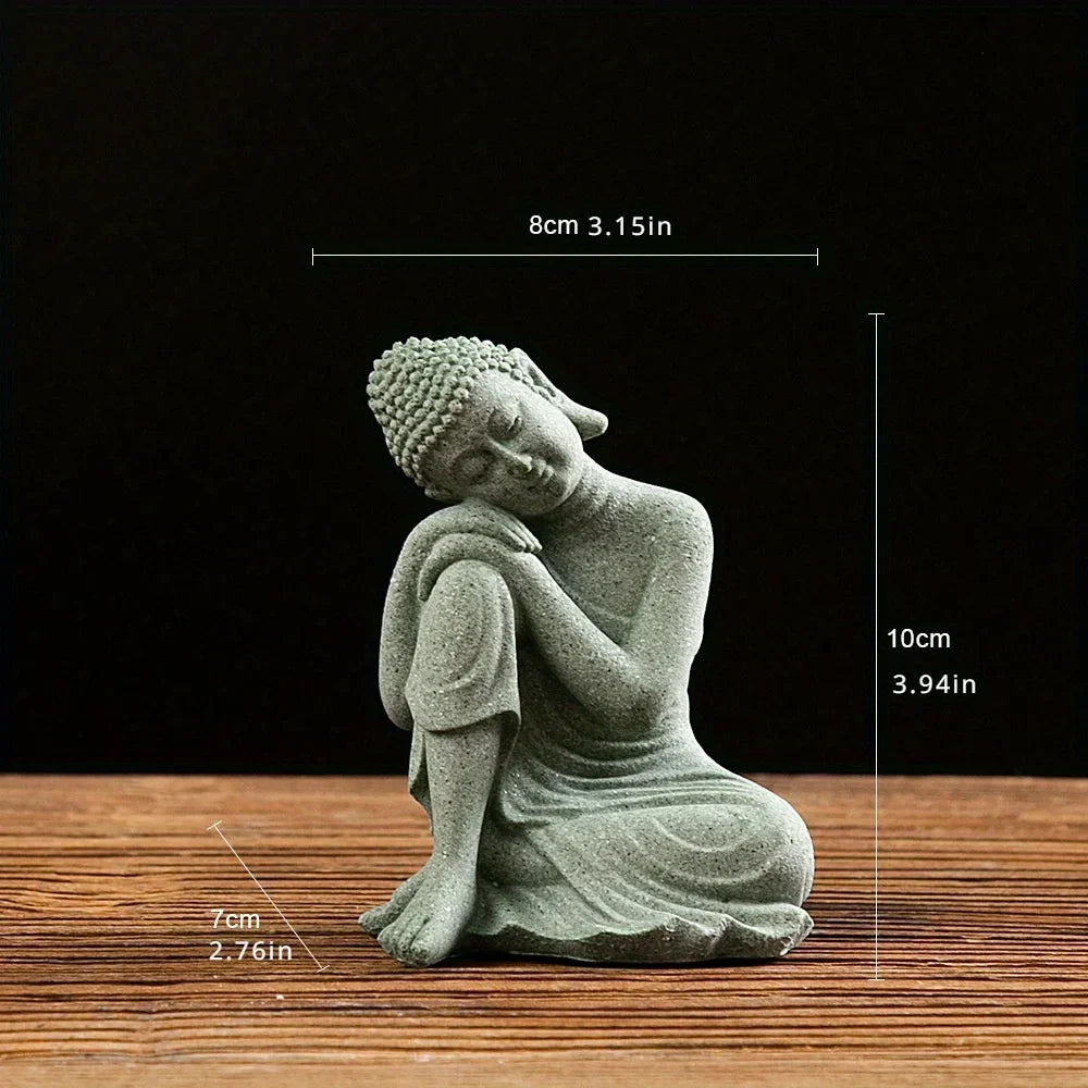 statue bouddha vert clair texture granulée classique décoration zen miniature pierre méditation contemplativeFearless