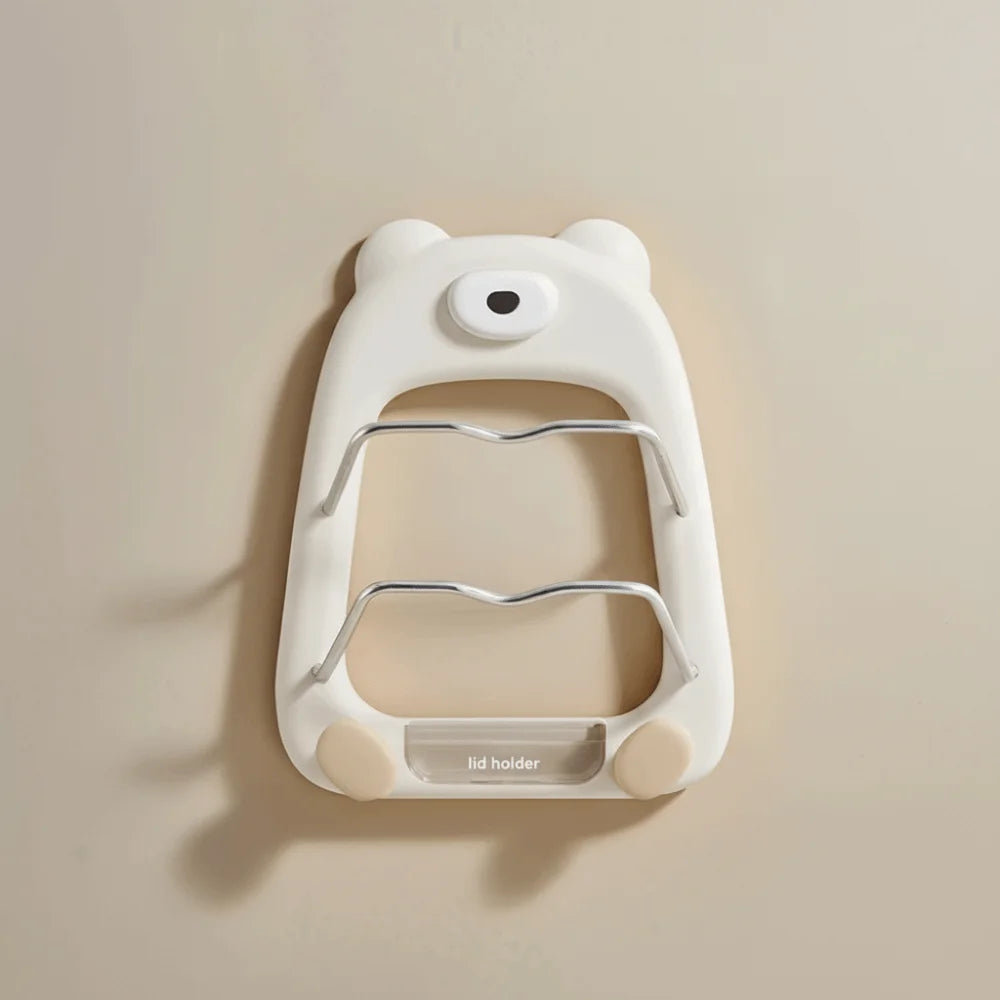 organisateur mural ventouse ours compartiments rangement cuisine jaune blanc moderne ludique minimaliste