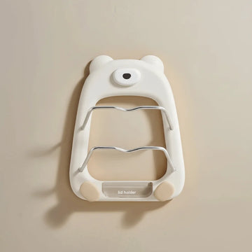 organisateur mural ventouse ours compartiments rangement cuisine jaune blanc moderne ludique minimaliste