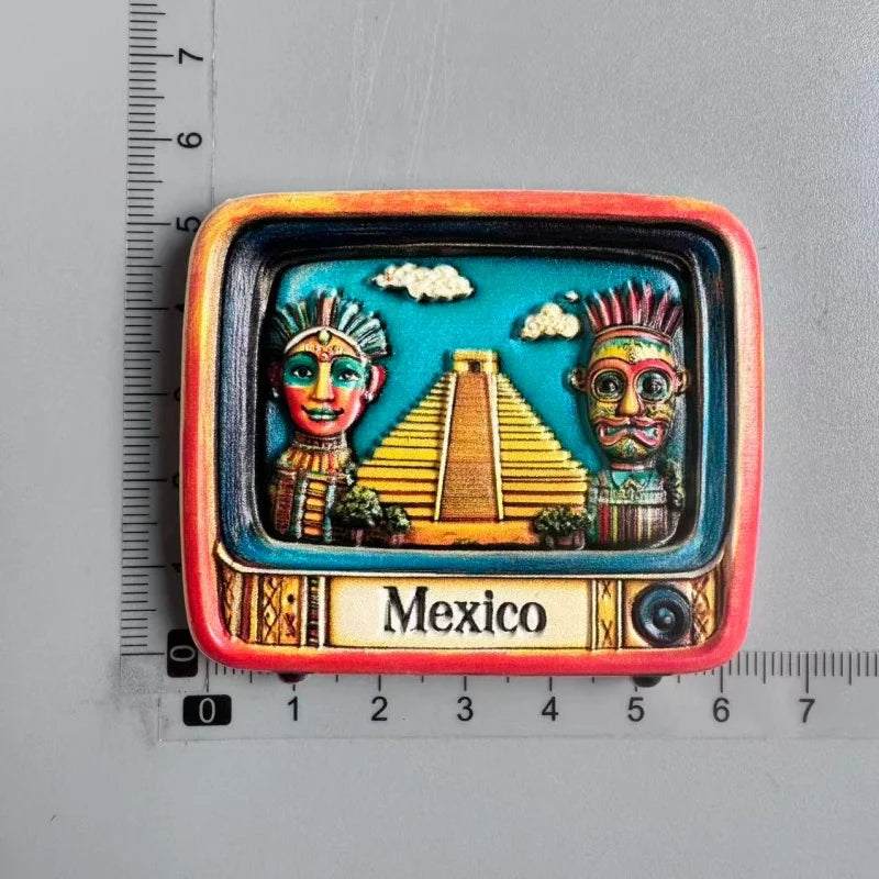 aimants réfrigérateur mexicains sombreros guitares cactus motifs floraux animaux exotiques souvenirs traditionnels multicolores
