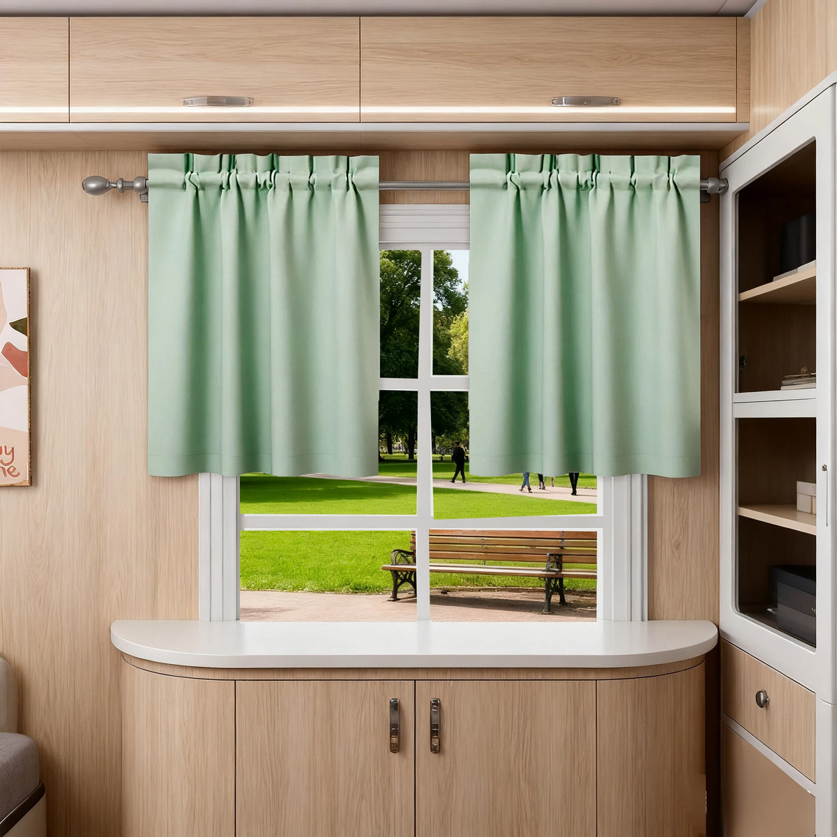 rideaux vert pastel moderne 100% polyester opaques 40x60cm 76x60cm 76x92cm 106x91cm 132x46cm