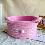 paniers rangement tissu réutilisables noir blanc rose visage chat créatif mignon rangement jouets articles