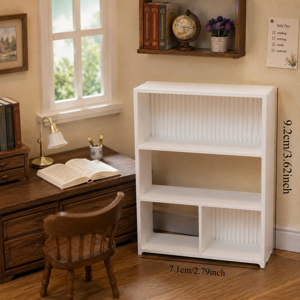 présentoir miniature étagère bois blanc rainures vintage décoration intérieure collection objets petits livres vases