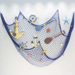 filets pêche bleu blanc decoration murale coquillages mer decoratif clips photography props