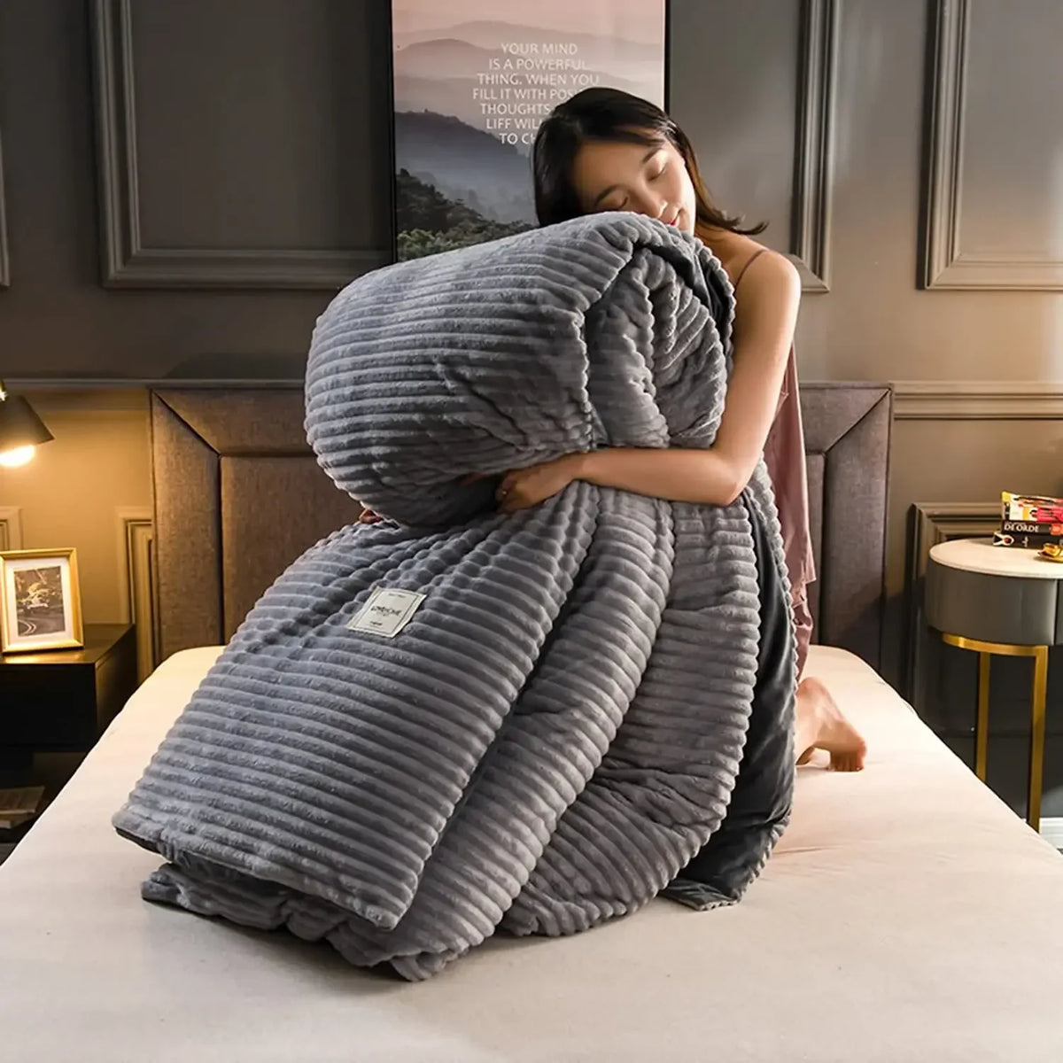 Housse de couette réversible montrant les deux côtés