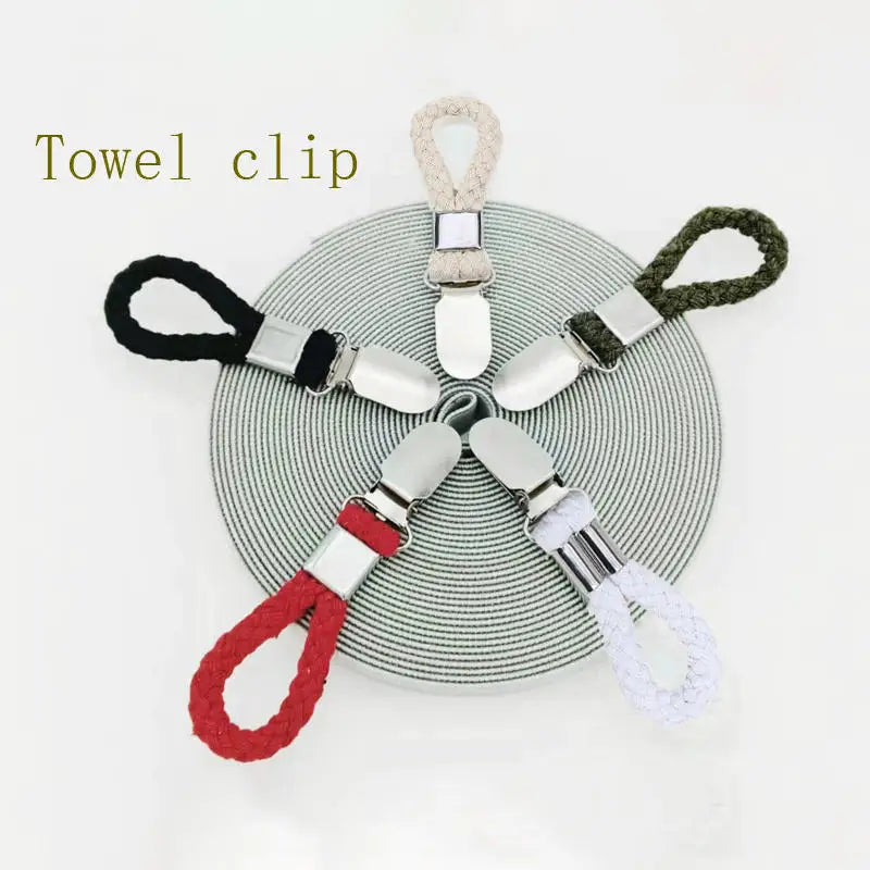 pinces serviettes corde tressée moderne couleur beige noir blanc rouge vert clips magnétiques salle