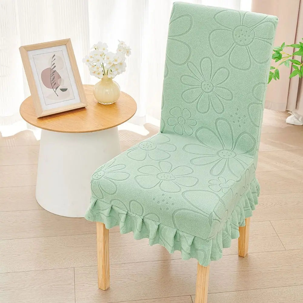 housses chaise fleur imprimée gris bleu clair vert pastel moderne polyester douce