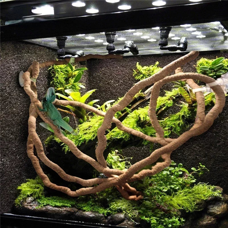 décoration terrarium naturelle corde flexible marron clair texture rugueuse imitation racines 3mètres fixations