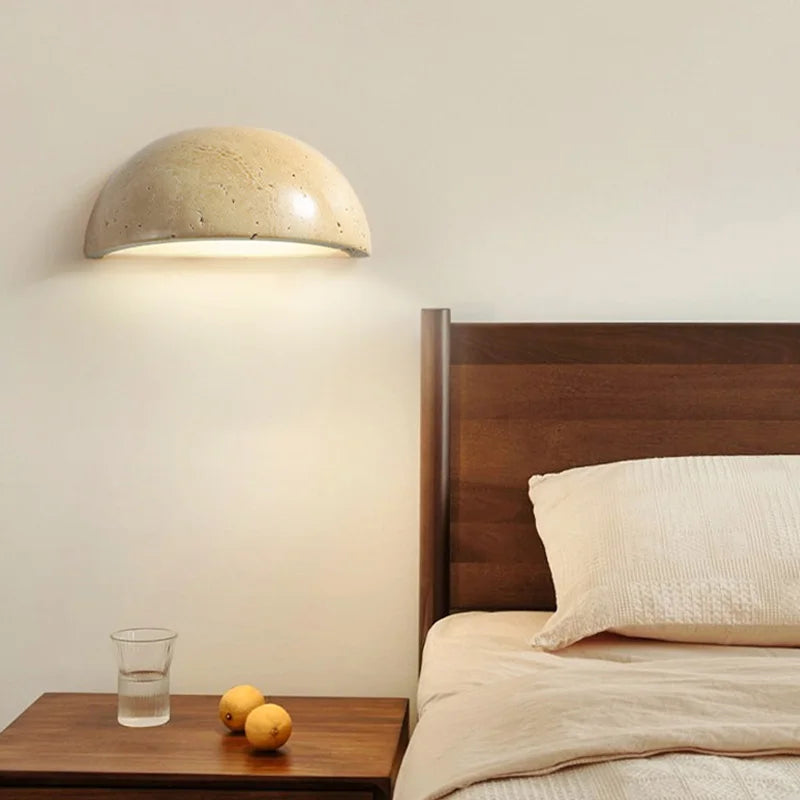 applique murale moderne pierre beige chambre coucher led jaune minimaliste fixée mur