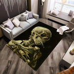 tapis crâne ossements noir moderne décoration intérieure extérieur salle bain chambre salon polypropylène polyester