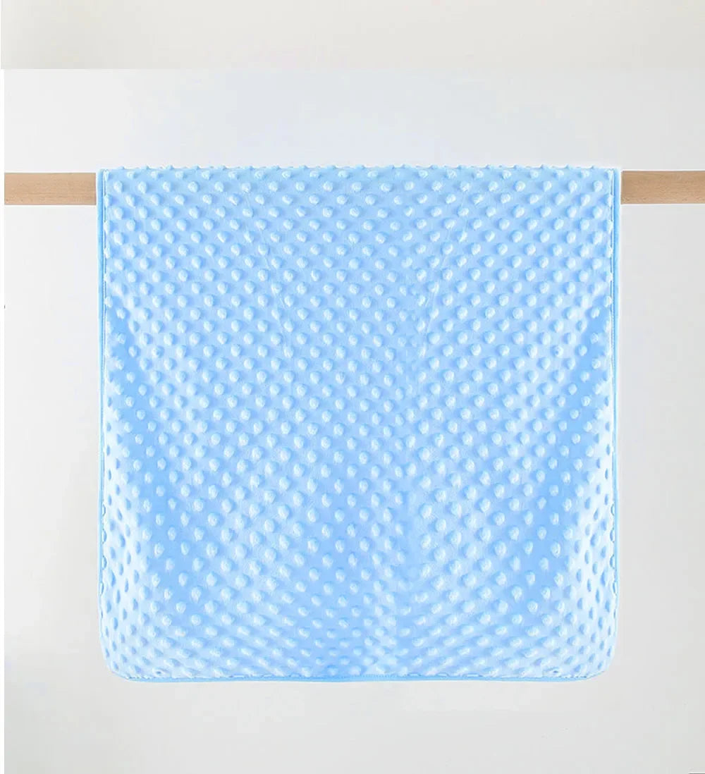 couverture bébé bleu clair motif points polaire douce hiver été maternité unisexe coton solide