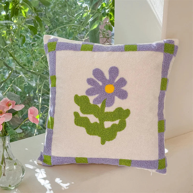 coussins décoratifs brodés motifs floraux 45x45cm polyester adhésifs traditionnels