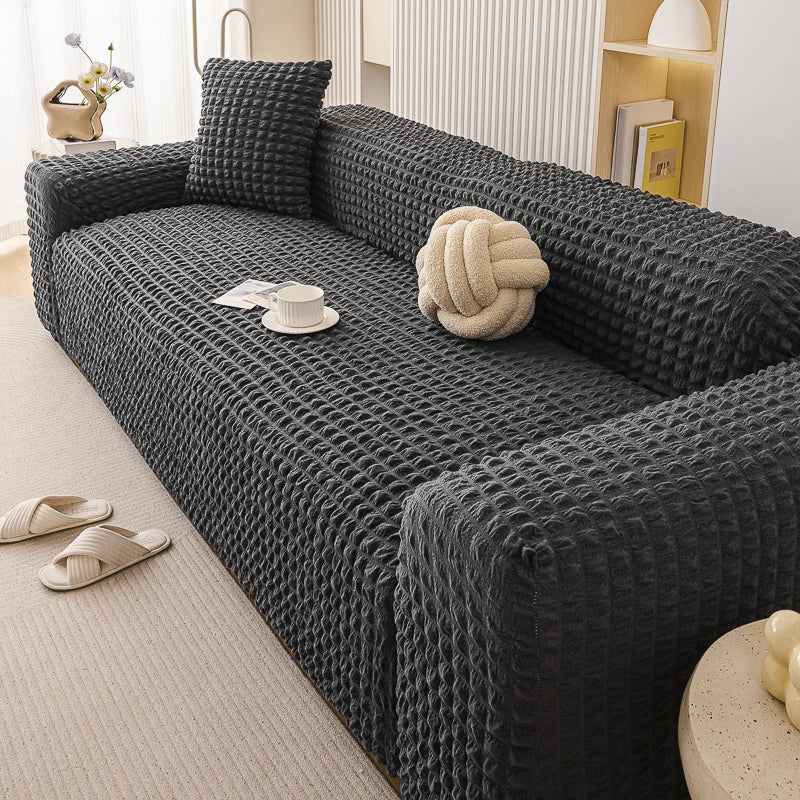 housses canapé moderne polyester spandex gris beige bleu noir texture maille