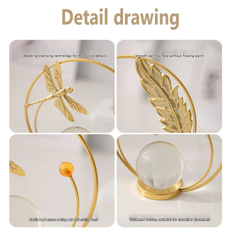 ornements décoration doré feuille papillon libellule moderne minimaliste transparent sphère