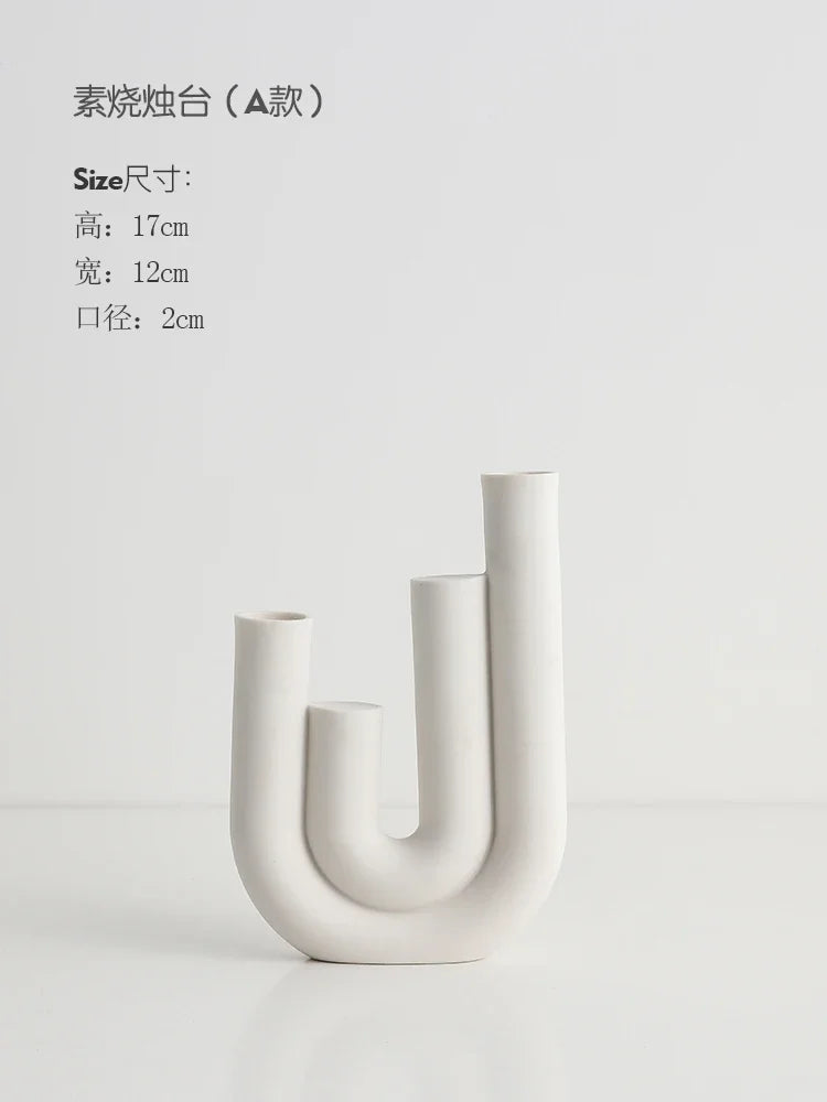 support bougies blanc moderne minimaliste céramique maison décoration nordique ornemental