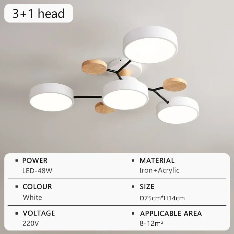 lampe moderne blanc bois naturel abatjour acrylique scandinave éclairage intérieur semi encastré led