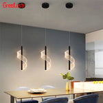 lampe suspendue moderne spirale acrylique translucide noir plaque éclairage chambre restaurant led