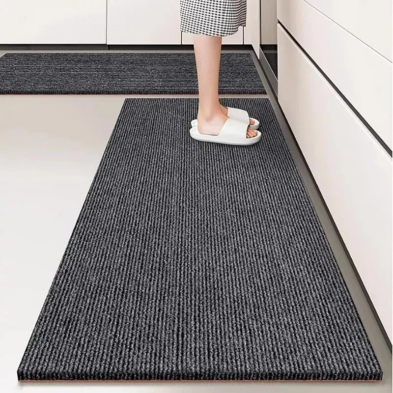 tapis gris foncé moderne antidérapant polyester insonorisant sol maison 80x160cm