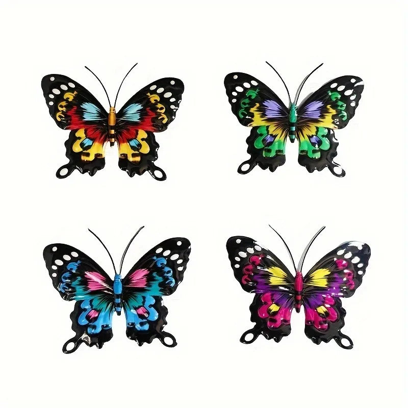 décorations murales papillons métal multicolores clips fixation jardin intérieurextérieur