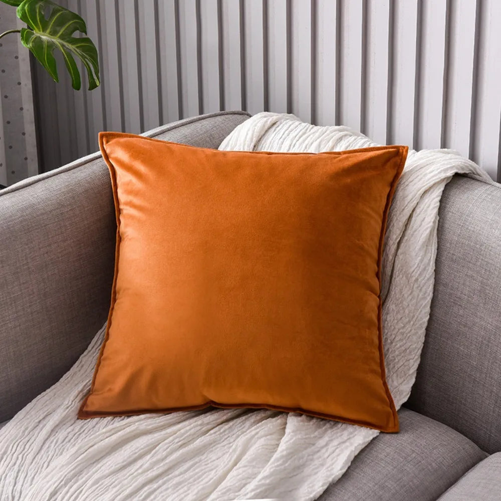housse coussin velours moderne couleur jaune rose gris orange vert polyester coton lit 60cm