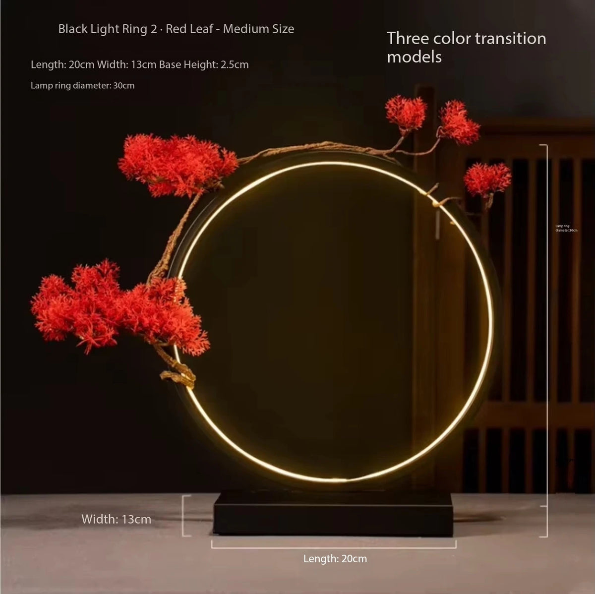 anneau lumineux led or rouge feuilles artificielles base métallique moderne artistique festive gifts