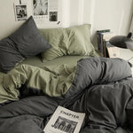 Ensemble literie gris 4 pièces pour lit simple