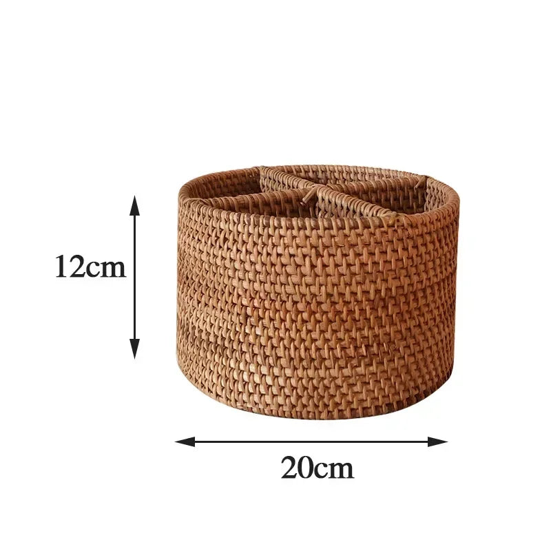 paniers rangement marron clair tissage géométrique rustique boîte rangement poignée organiser fruits télécommandes
