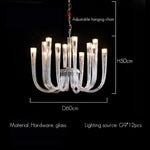 lustre transparent tubulaire contemporain verre strié g9 chambre salon élégant suspension adjustable