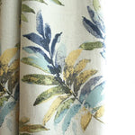 rideau classique feuilles stylisées beige bleu vert jaune opacité plissé général salon chambre