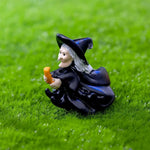 figurines halloween sorcière fantôme citrouille squelette résine noire blanche verte Jaune