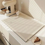 tapis cuisine moderne rayures horizontales beige clair absorbant séchage rapide respectueux environnement 40x60cm