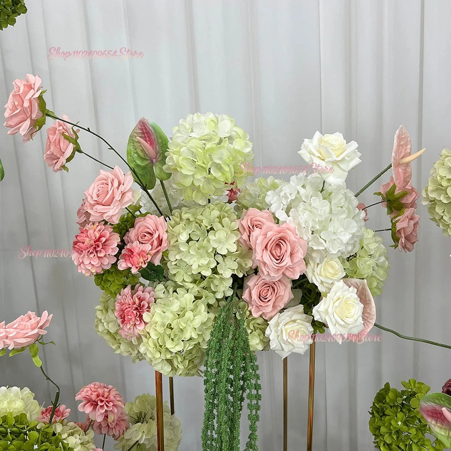 Architectures décoration florales artificielles blanches roses vertes romantiques occasionnelleextérieur mariage anniversaire