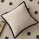 taies d'oreiller moderne beige noir tissu respectueux environnement pièces