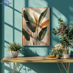 tableaux abstraits modernes toile feuilles tropicales vert beige 30x40cm 40x60cm 50x70cm minimaliste sans cadre