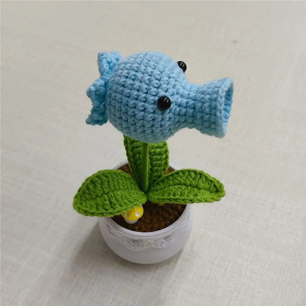 plantes crochet tournesol pois vert jaune bleu marron blanc créatif artisanal