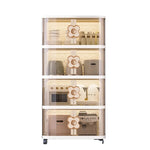 meuble rangement moderne armoire beige clair grille dimensions roulettes 45x30x71.9cm