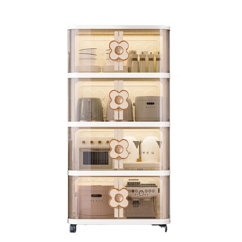meuble rangement moderne armoire beige clair grille dimensions roulettes 45x30x71.9cm