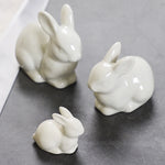 décoration intérieure statue lapin blanc céramique lisse brillante classique moderne petite taille