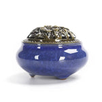 bougeoir encens poterie artisanal texture craquelée couleurs rouge vert bleu noir jaune vintage cendrier