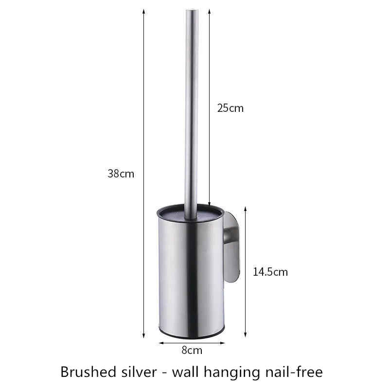 brosse toilette acier inoxydable noir argenté support mural moderne salle bains hygiène durable minimaliste
