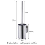 brosse toilette acier inoxydable noir argenté support mural moderne salle bains hygiène durable minimaliste