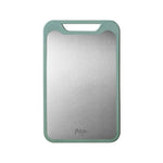 plaque découpe plastique rectangulaire acier inoxydable vert clair motif points poignée amovible