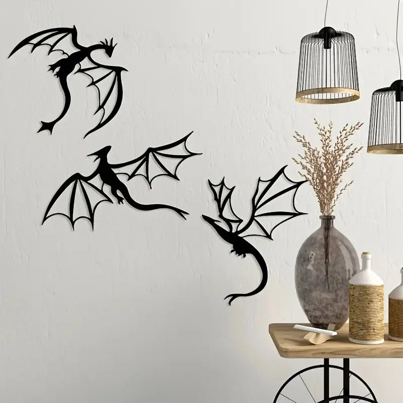 décoration murale silhouette dragon moderne noir simple intérieur extérieur chambre balcon terrasse