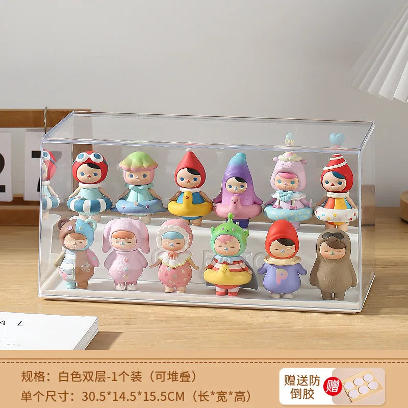 boîte rangement transparente réutilisable moderne organisateur jouets figurines divers cartoon capacité importante anti poussière