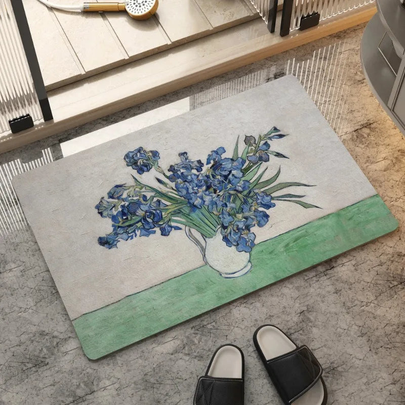 tapis van gogh impressionniste anti dérapant polyester résistant extérieur multicolore moderne